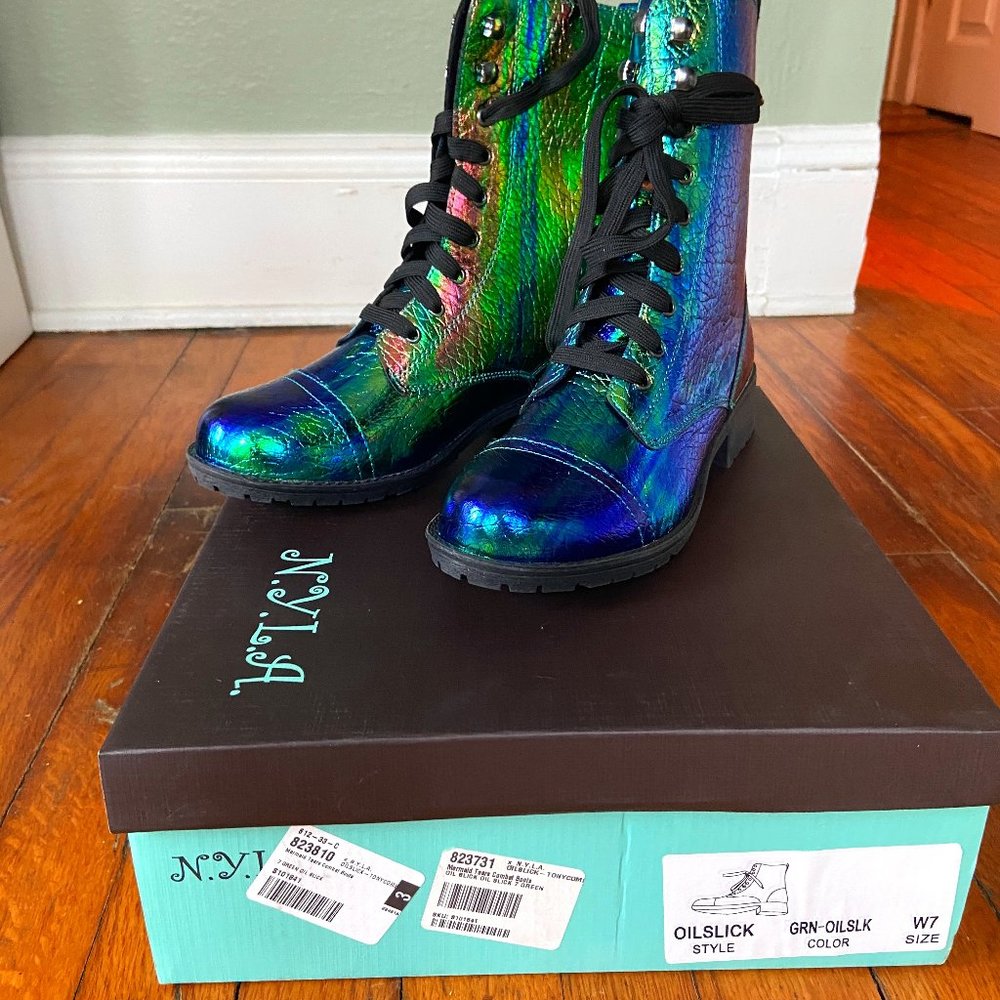 N.Y.L.A. Mermaid Tears Combat Boots